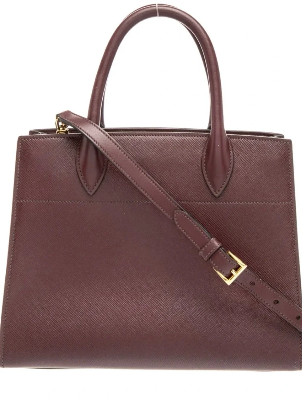 Prada Burgundy Leather Crossbody Bibliothèque